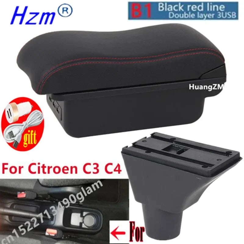 Accoudoir Central Citroën C3 C4 Rangement Simple ou Double 3 USB
