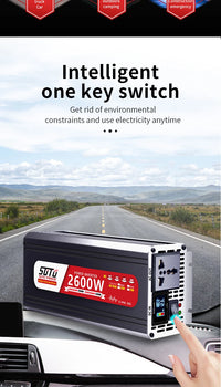Convertisseur 12V 24V 220V Pur Sinus 1200 à 3000 W Onduleur Voiture Écran LCD