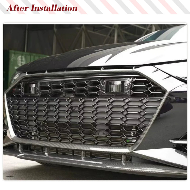 Cadre de Calandre en Carbone Sec Audi RS6 RS7 C8 Avant 2019-2023 Noir Brillant