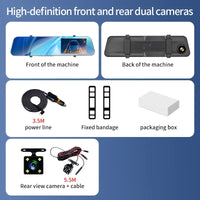 12-Inch Dual-Lens Dash Cam with Night Vision