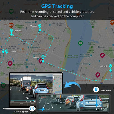Dashcam Miroir 11,26 Pouces 4K IPS GPS