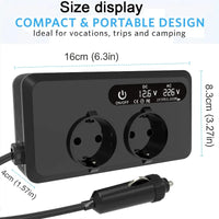 Convertisseur 12V 220V Voiture 200 W Allume-Cigare 2 Prises 2 USB 2 USB-C Écran LCD