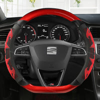 Couvre Volant Seat Leon FR, Ibiza, Arona, Ateca, Tarraco en Cuir Microfibre et Carbone 38 cm
