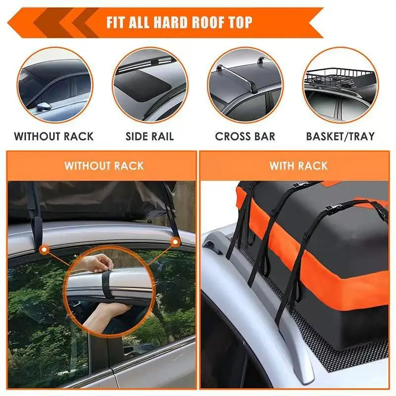 Sac de Toit Voiture Étanche 600D 112x87x44 cm Coffre Souple Sans Galerie