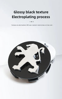 Cache-Moyeux Peugeot 60 mm, Lot de 4, Lion Noir, Argent ou Nouveau Blason, 206 à 508, 2008, 3008, 5008