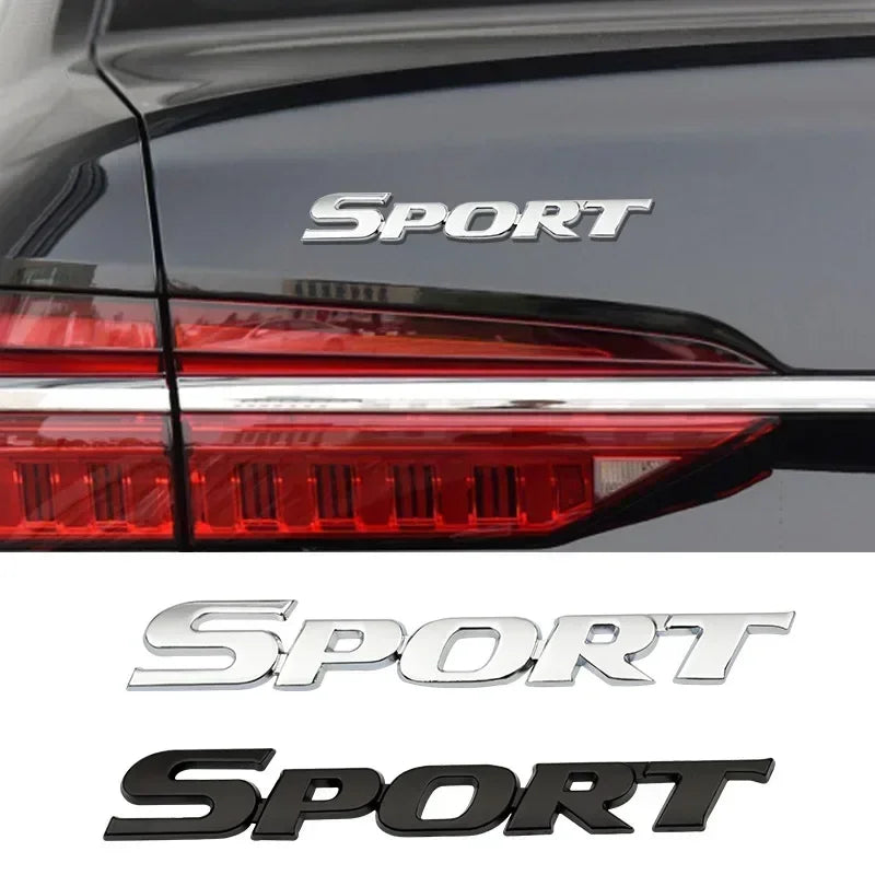Emblème SPORT Métal 3D Toyota Arrière Coffre Autocollant Noir Rouge ou Argent