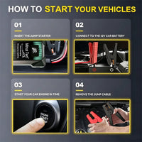 Booster de Batterie Voiture 12V Portable avec Lampe LED et Ports USB