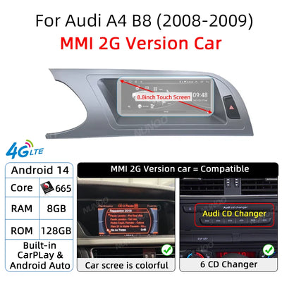 Autoradio CarPlay Sans Fil Audi A4 B8 2008-2009