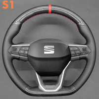 Couvre Volant à Coudre Seat Leon, Cupra Leon, Ateca, Tarraco 2020-2026 Coutures Cuivre, Kit DIY