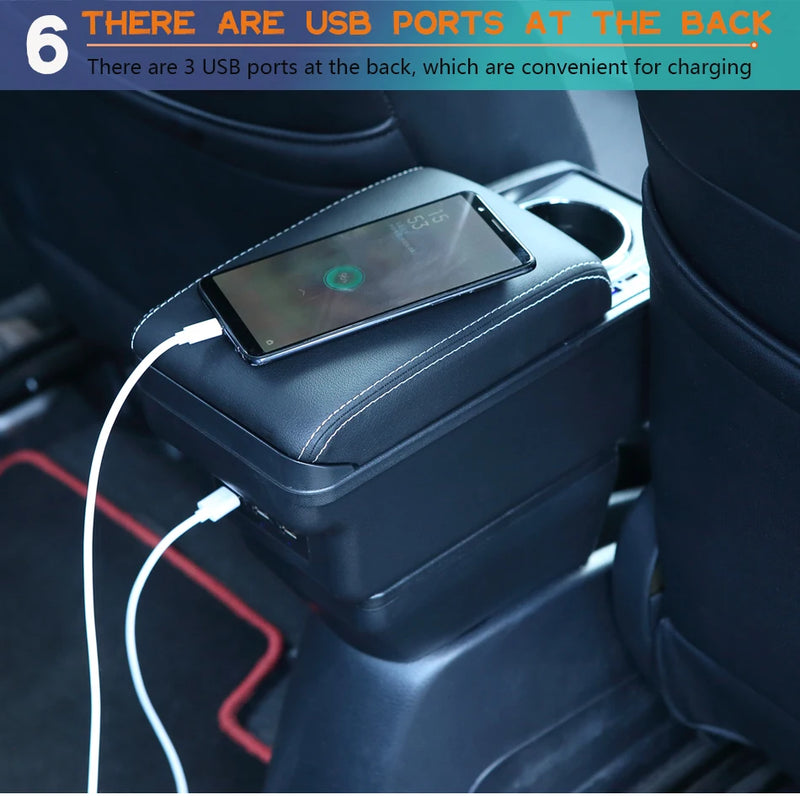 Accoudoir Central Citroën C3 C4 Charge Rapide Type-C ou 6 USB Rangement