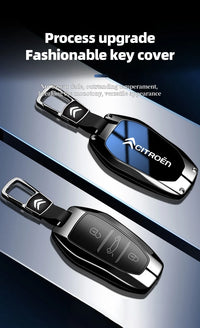 Étui de Protection Clé Citroën C1 C2 C3 C4 C5 C6 VTS Xsara C-Crosser Berlingo Jumpy Alliage de Zinc Noir ou Bleu