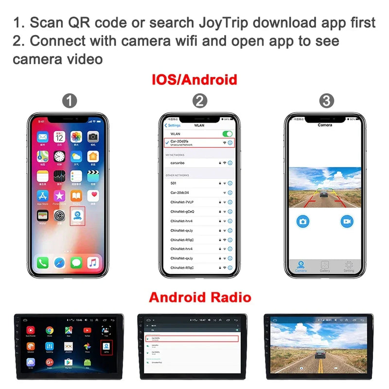 Caméra de Recul WiFi pour Plaque d'Immatriculation Européenne Carsanbo HD 720P 120° avec Vision Nocturne IR, Étanche, pour iOS et Android