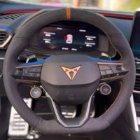 Couvre Volant à Coudre Seat Leon, Cupra Leon, Ateca, Tarraco 2020-2026 Coutures Cuivre, Kit DIY