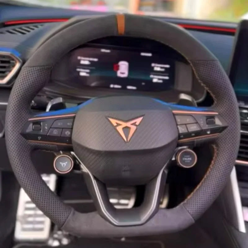 Couvre Volant à Coudre Seat Leon, Cupra Leon, Ateca, Tarraco 2020-2026 Coutures Cuivre, Kit DIY
