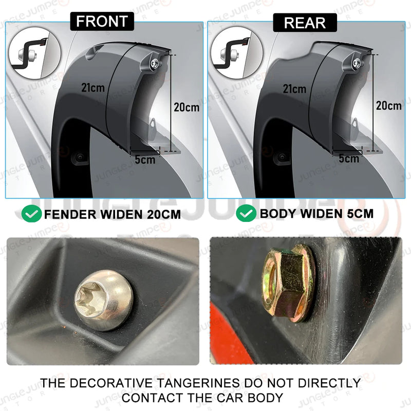 Élargisseurs d'Ailes 8 Pouces Ford Ranger T9 2022-2024 Wildtrak et Wildtrak X Style Rivets, Jeu de 4 Pièces