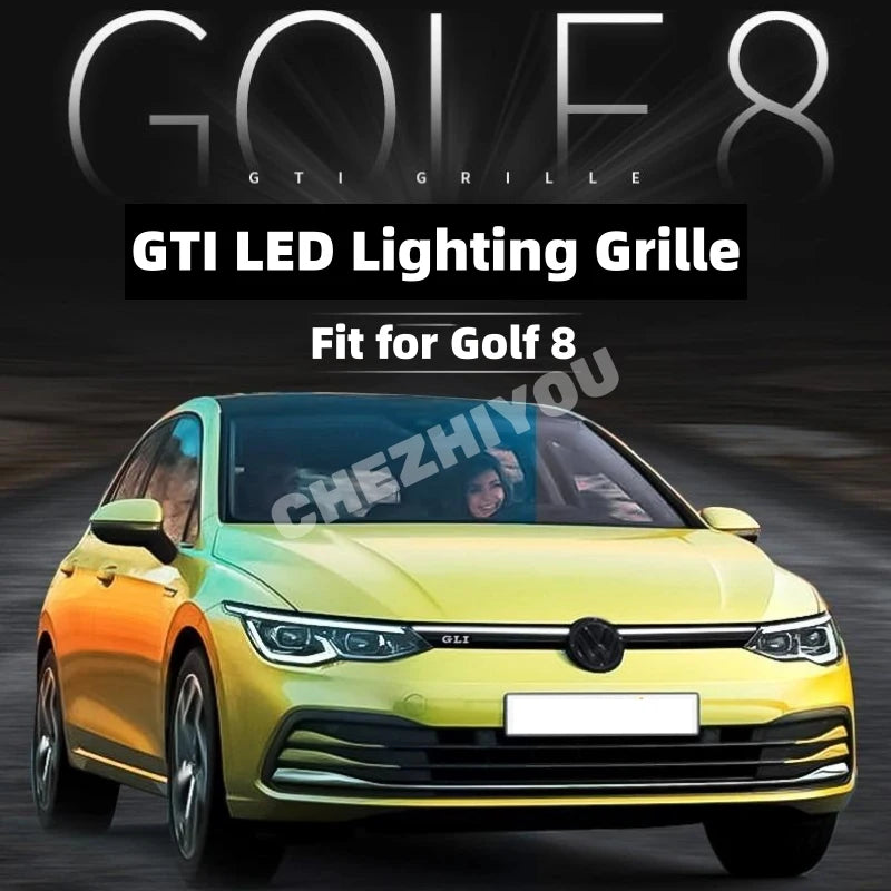 Calandre Lumineuse LED Volkswagen Golf 8 GTI Lumière Dynamique Liseré Rouge ou Blanc