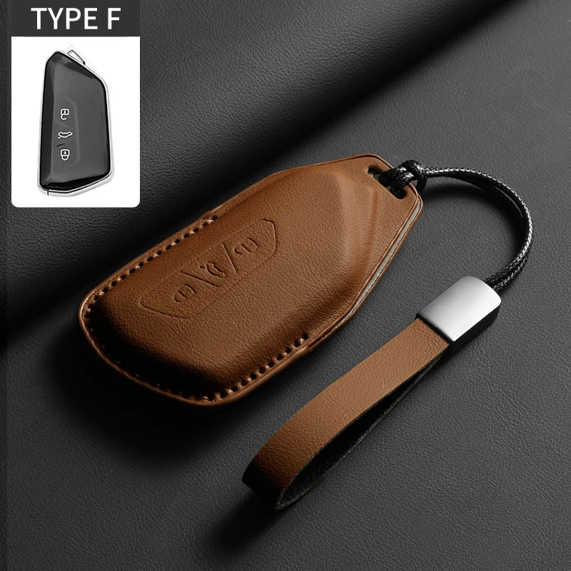 Étui de Protection Clé Cuir Volkswagen Golf 8 ID.3 ID.4 Skoda Octavia 4 Seat Leon 4 Cupra Formentor