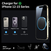 Support Téléphone Chargeur Induction Magnétique 15W Lumineux 2 Fixations