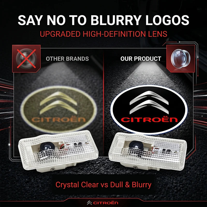 Projecteur Porte Citroën, Lot de 2, Plug and Play, Lentille Verre HD, C3 C4 C5 C6 Picasso Cactus DS3