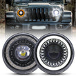 Phare Rond LED 7 Pouces Land Rover Defender Lada Niva Uaz Hunter 4x4 Anneau Halo Feu de Route Unité