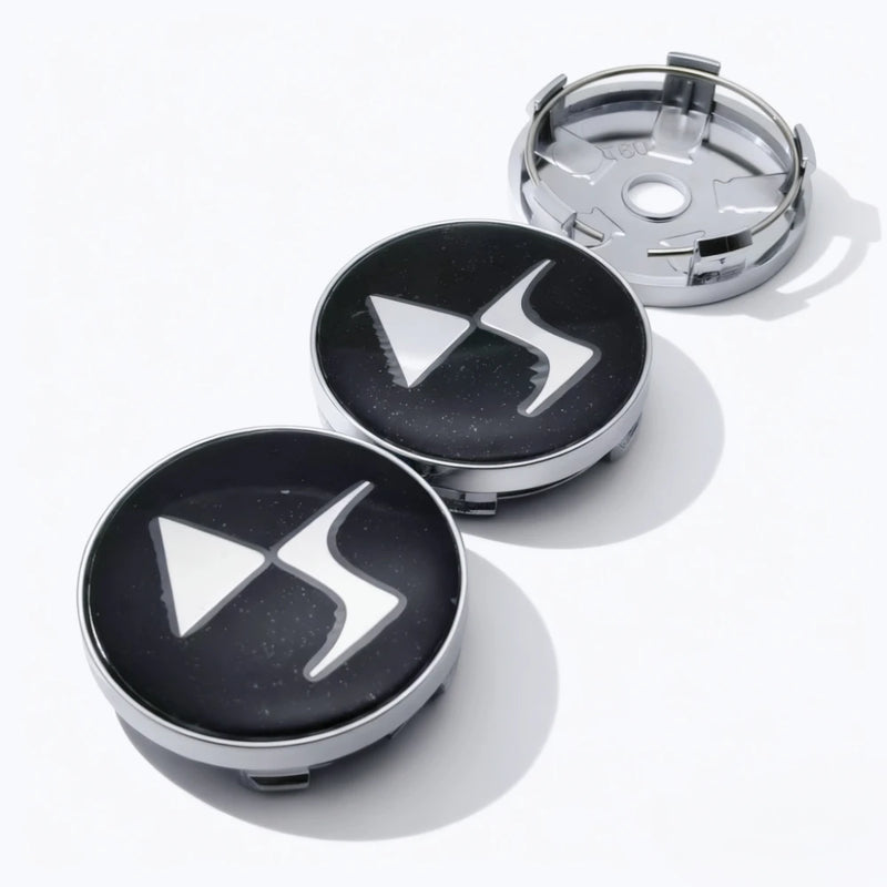 Cache-Moyeux DS DS3 DS5 60mm Noir et Argent