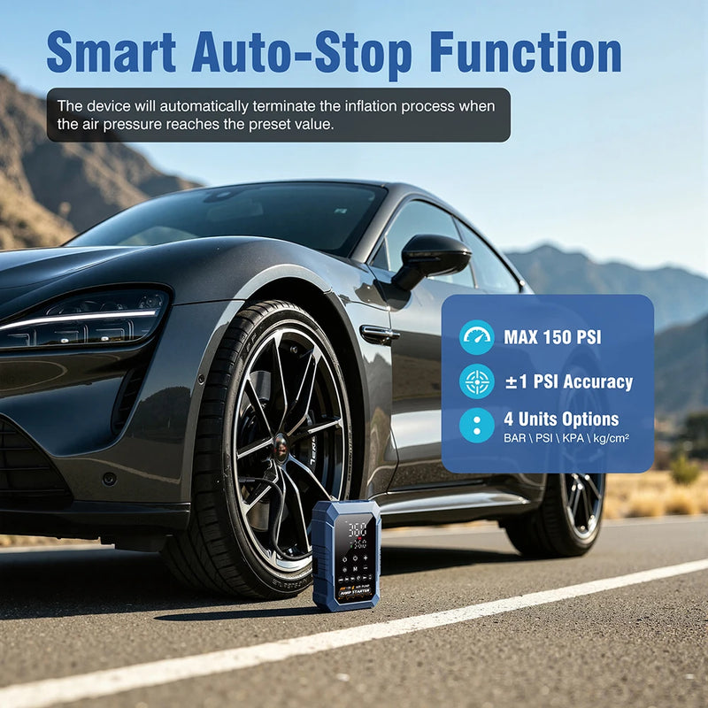 Booster de Batterie Voiture CARSUN 3 en 1 avec Compresseur 150 PSI
