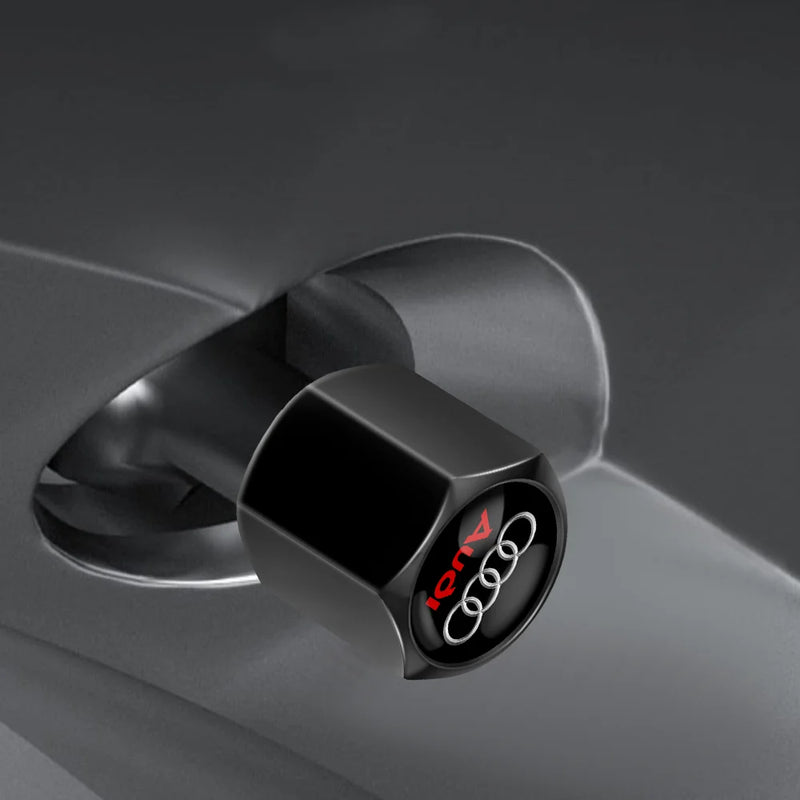 Bouchons de Valve Audi Métal Noir avec Porte-Clés Démonte-Valve