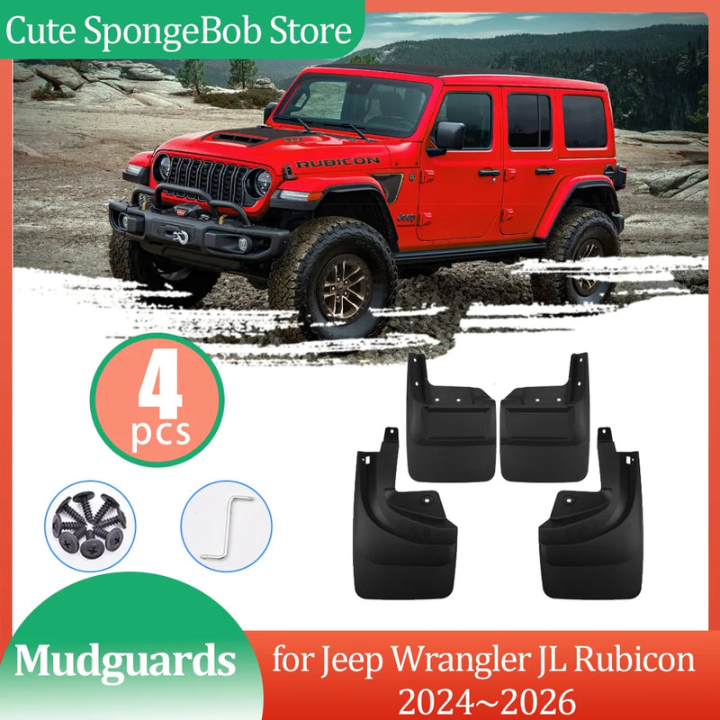 Garde-Boue Jeep Wrangler JL Rubicon 2024-2026 Bavettes 4 Pièces