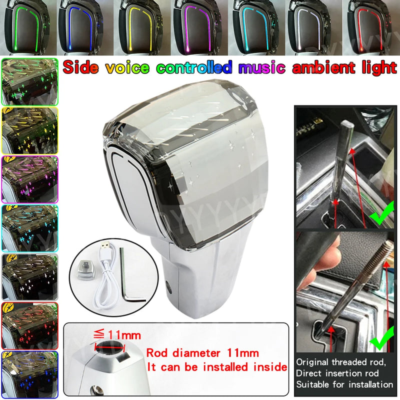 Universal Multi-Brand Crystal LED Gear Shift Knob — fitting example
