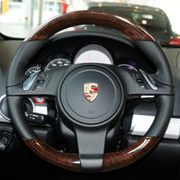 Couvre Volant Porsche Cayenne Panamera 2010-2012 Cuir et Aspect Bois à Coudre
