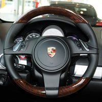 Couvre Volant Porsche Cayenne Panamera 2010-2012 Cuir et Aspect Bois à Coudre