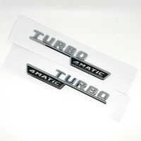 Emblèmes Turbo 4Matic Mercedes d'Aile, Paire A45, CLA45, GLA45, GLE53, Noir Brillant ou Chrome