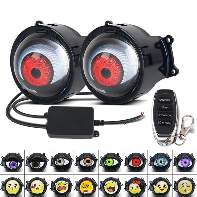 Lentille de Projecteur LED Yeux du Diable Universelle Voiture — exemple de montage