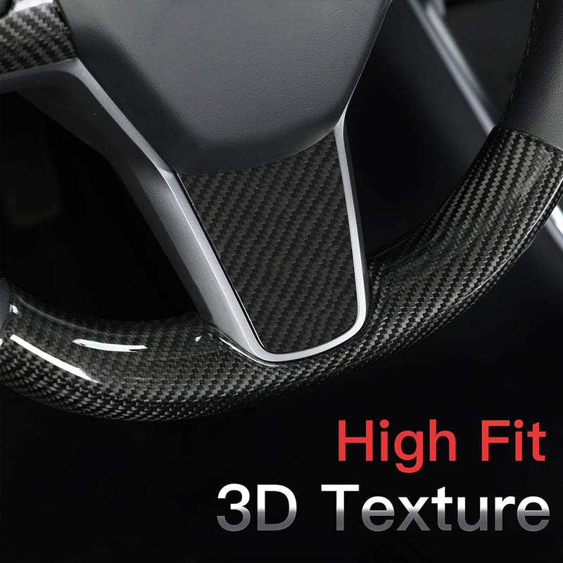 Couvre Volant Tesla Model 3 2017-2023 et Model Y 2020-2024 en Fibre de Carbone, Partie Haute ou 2 Pièces