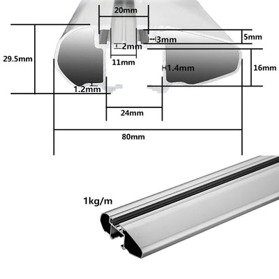 Barres de Toit Aluminium Universelles 100 à 140 cm
