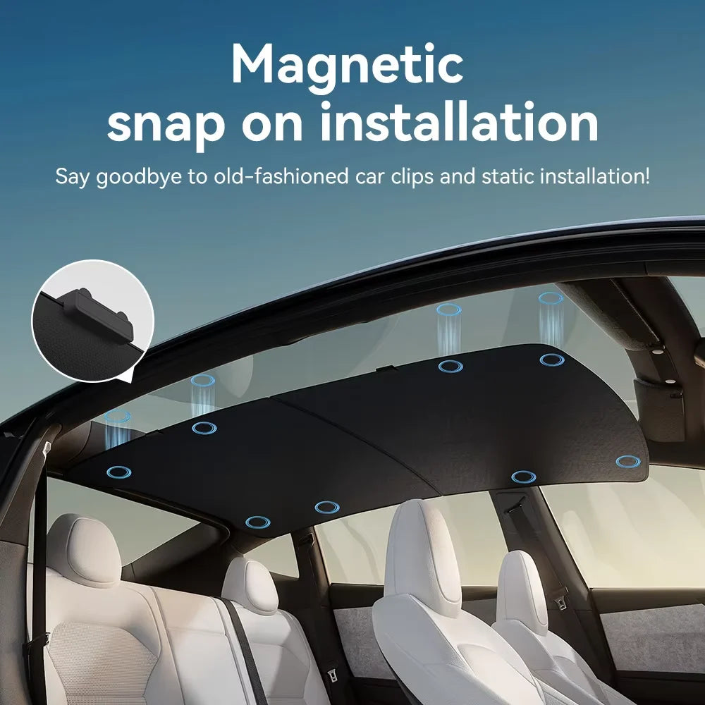 Pare-Soleil de Toit Tesla Model Y Juniper 2025-2026 Graphène Magnétique Nid d'Abeille