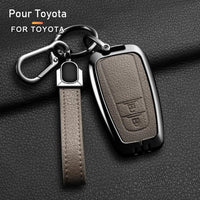 Étui de Protection Clé Toyota C-HR RAV4 Corolla Prius Camry Alliage de Zinc et Cuir