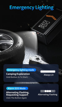 Booster de Batterie Voiture 4 en 1 avec Compresseur 150 PSI 25 L/min
