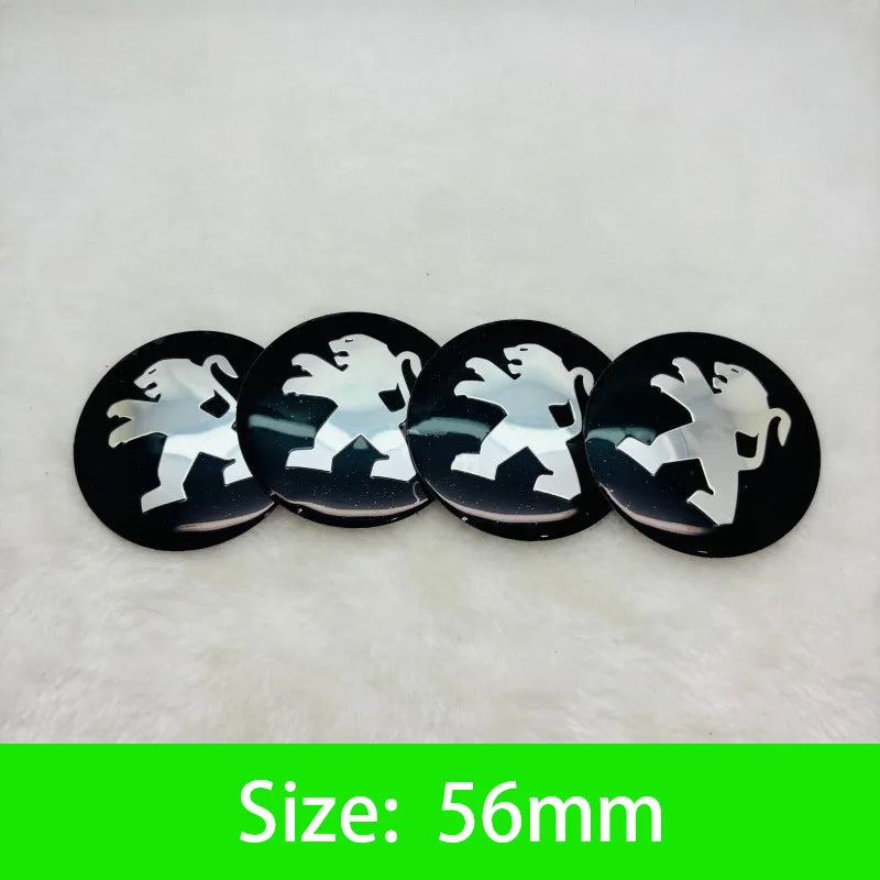 Autocollants Emblème de Moyeu Peugeot Lion 56 60 65 mm Lot de 4