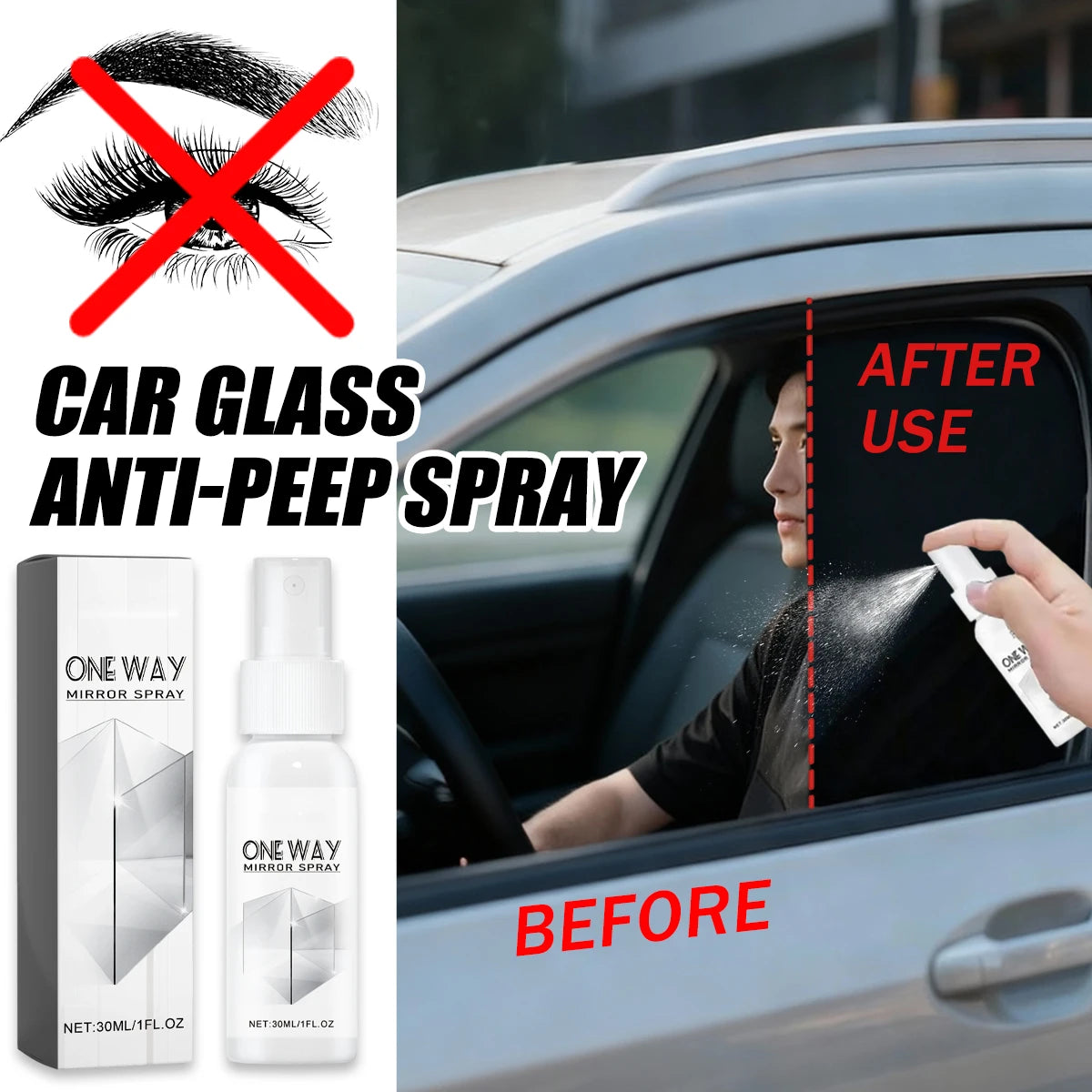 Spray Anti-Reflet Vitres Voiture Protection Vie Privée