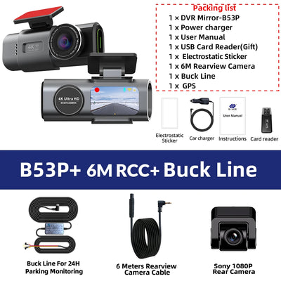 Dashcam E-ACE B53P 4K GPS Wi-Fi Vision Nocturne