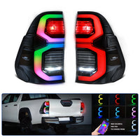 Feux Arrière LED RGB Toyota Hilux 2015-2024 Commandés par Application, Paire Gauche et Droite