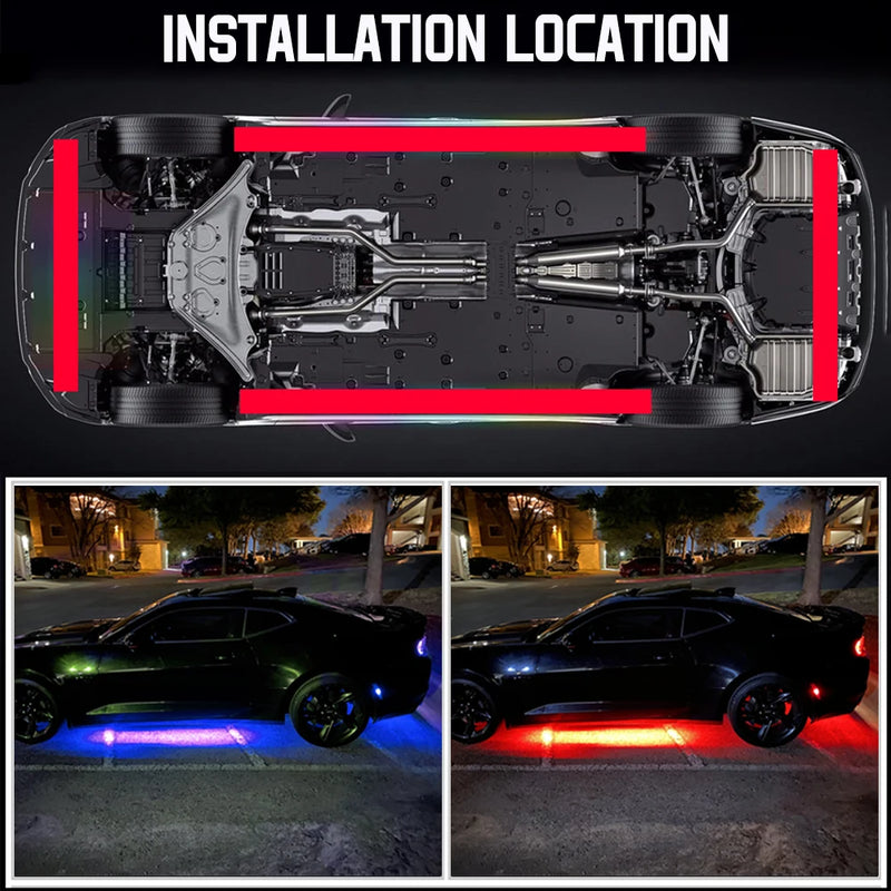 Éclairage d'Ambiance LED Néon RGB Sous Châssis Voiture