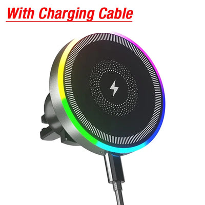 Support Téléphone Voiture Magnétique Anneau RGB Charge Rapide