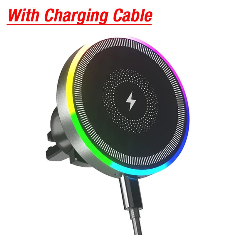 Support Téléphone Voiture Magnétique Anneau RGB Charge Rapide
