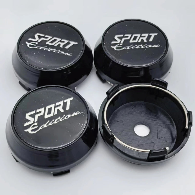 Cache-Moyeux Universels Édition Sport 60mm Noir Argent — détail du support