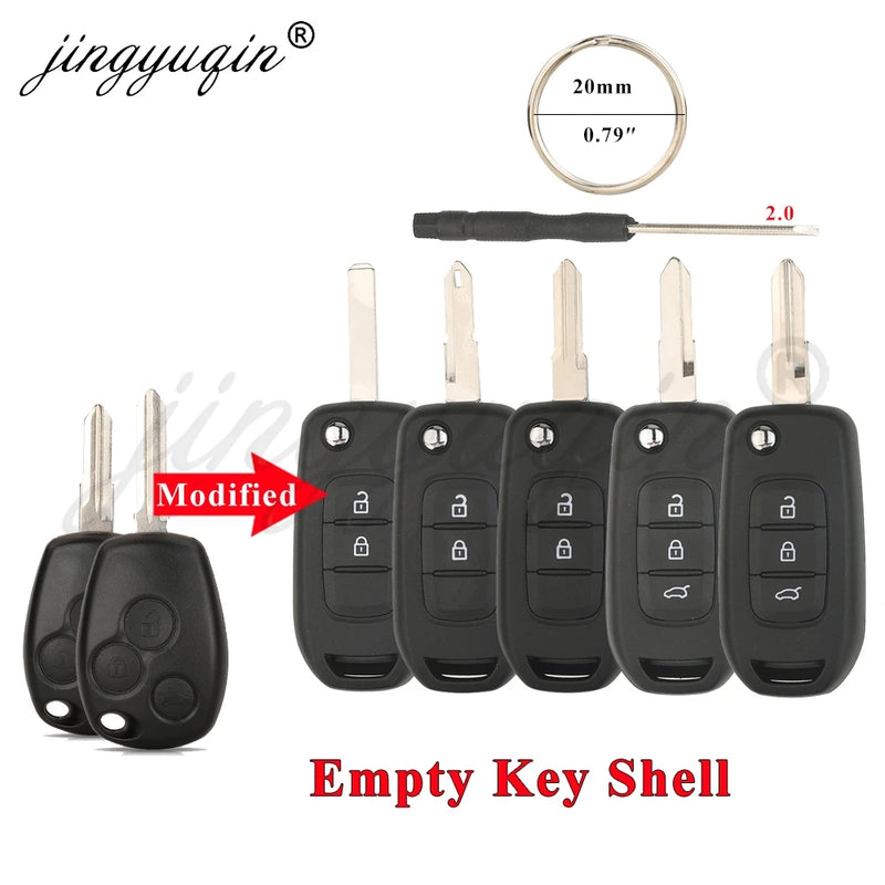 Coque de Clé Renault Pliable Modifiée 2 ou 3 Touches Clio Mégane Duster Kangoo Twingo Sandero Logan Vivaro