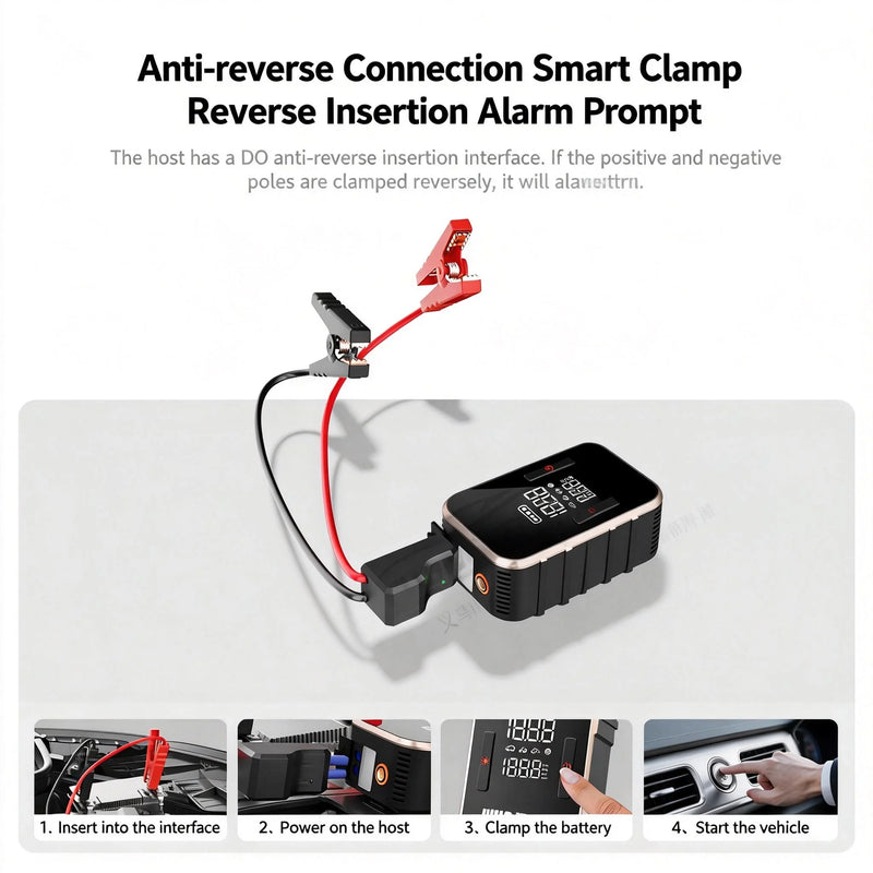 Booster de Batterie Voiture 600 A 10 000 mAh avec Compresseur 23 L/min