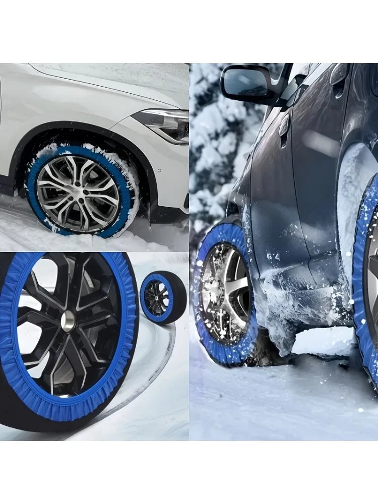Chaussettes à Neige Voiture Bleues Antidérapantes Polyester SUV et Camionnette
