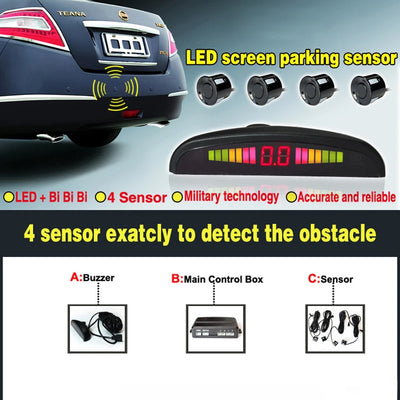 Radar de Recul YASOKRO 4 Capteurs LED Couleur